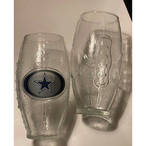 Libbey Football Shaped Beer Glasses Two Cowboys